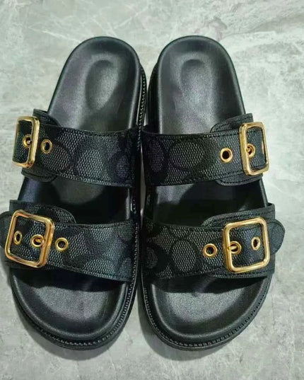 Open Toe Double Buckle Sandals