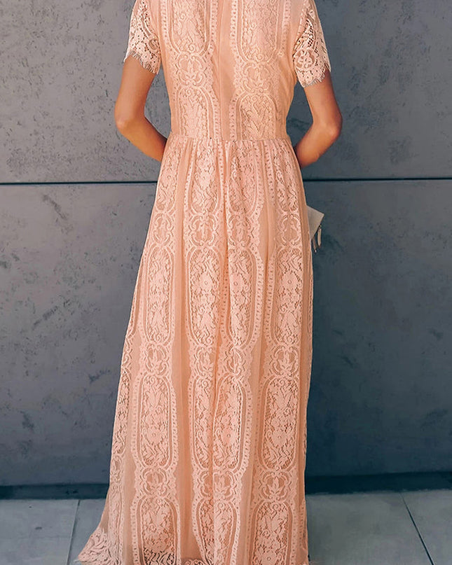 Scalloped Trim Lace Plunge Dress