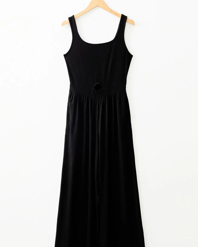 Cutout Scoop Neck Wide Strap Jumpsuit