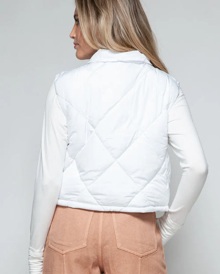 Snobbish Snap Down Quilted Crop Vest