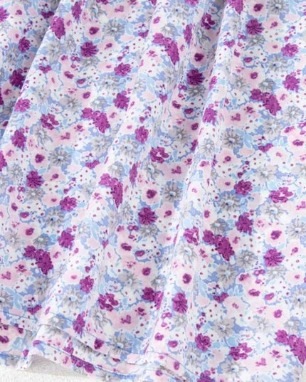 Tiered Floral Shirred High Waist Maxi Dress