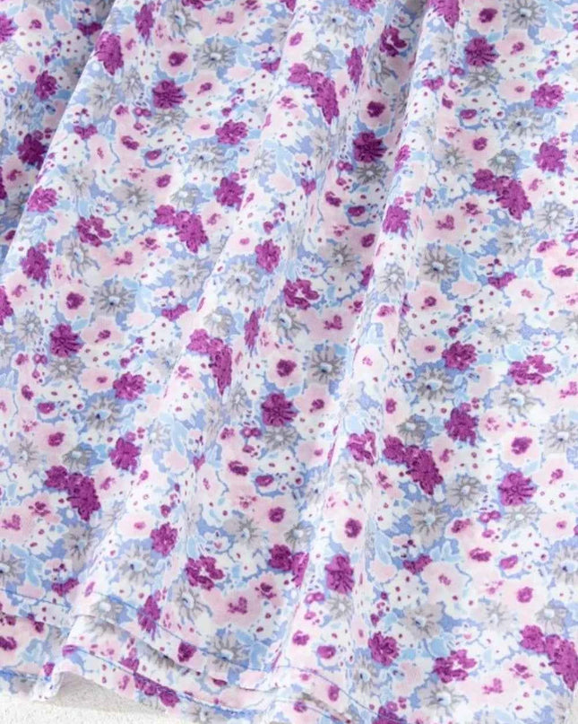 Tiered Floral Shirred High Waist Maxi Dress