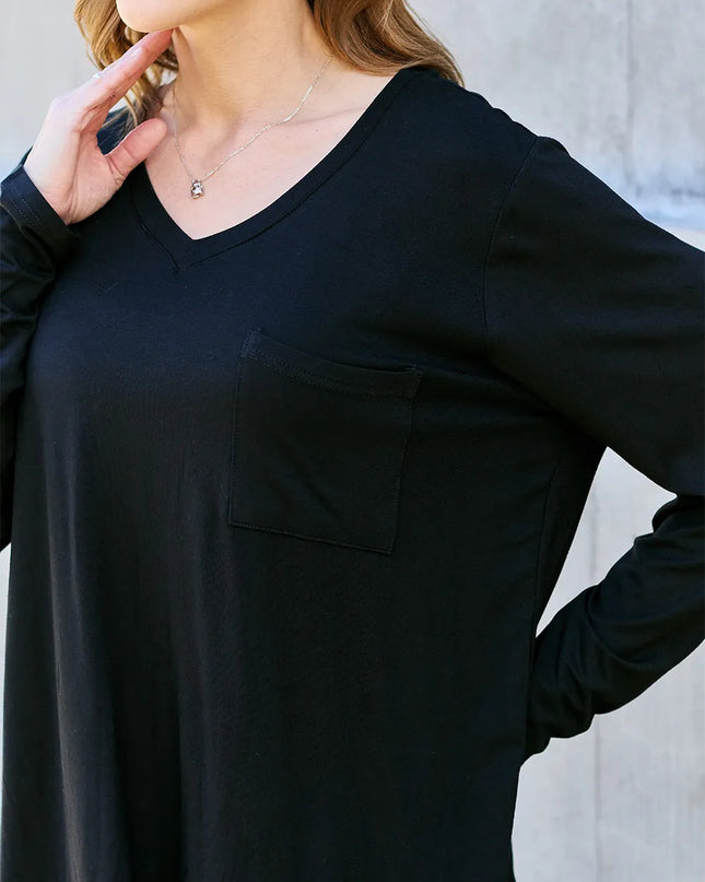 Basic Bae Full Size V-Neck Long Sleeve Top