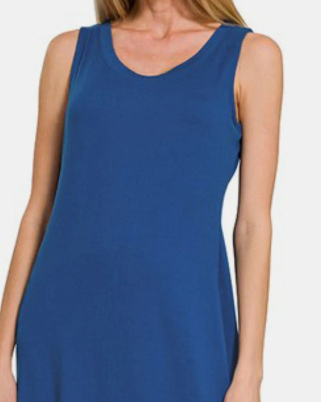 Zenana Scoop Neck Wide Strap Tank Dress