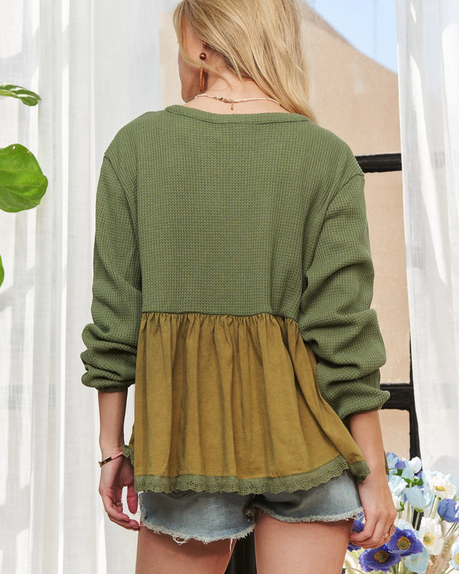 ADORA Mineral Washed Babydoll Tunic Top 