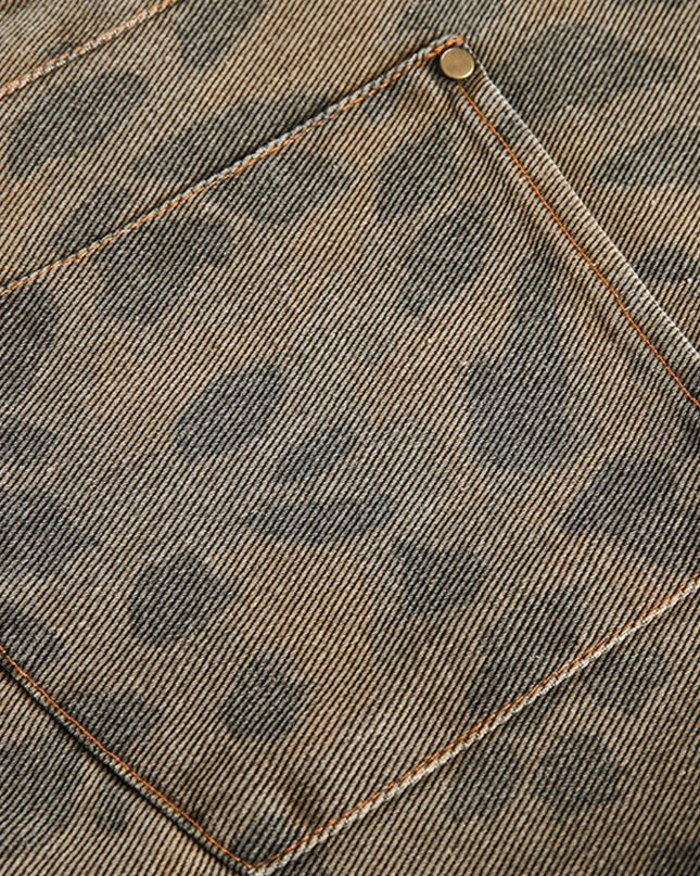 Men's Leopard Button Up Long Sleeve Jacket