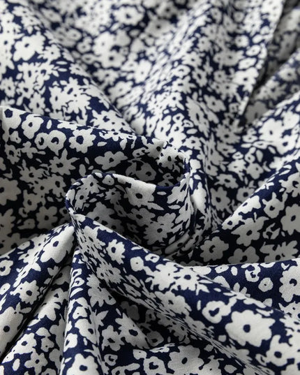 Floral Print Notched Long Sleeve Blouse