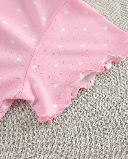 Polka Dot Round Neck Top and Pants Lounge Set