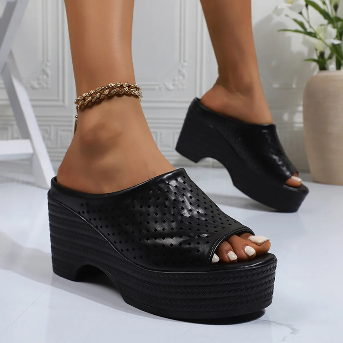 Peep Toe Wedge Sandals