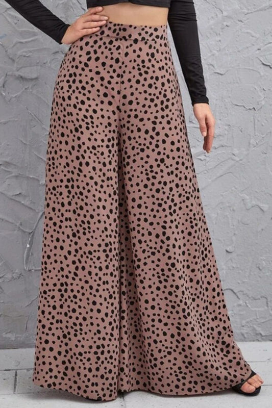 Animal Print High-Rise Culottes Dusty Pink