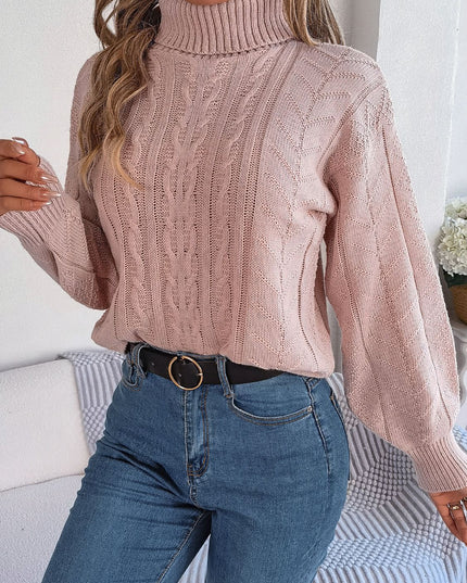 Cable-Knit Turtleneck Sweater