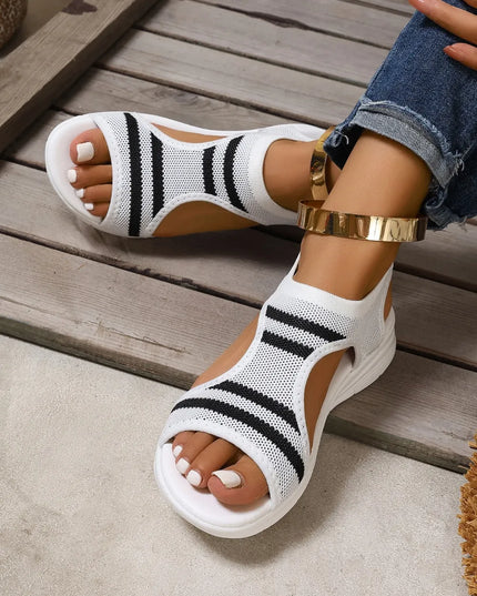 Cutout Mesh Peep Toe Sandals 