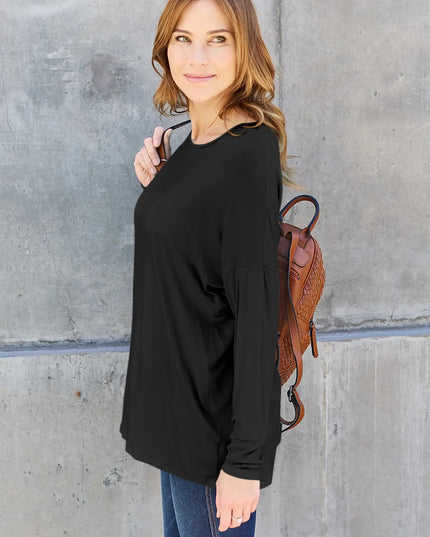 Basic Bae Full Size Round Neck Dropped Shoulder T-Shirt