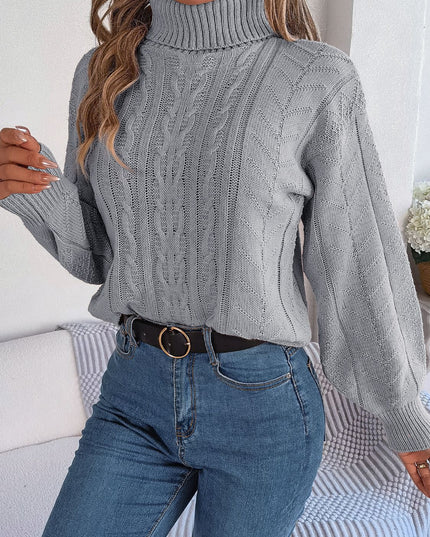 Cable-Knit Turtleneck Sweater