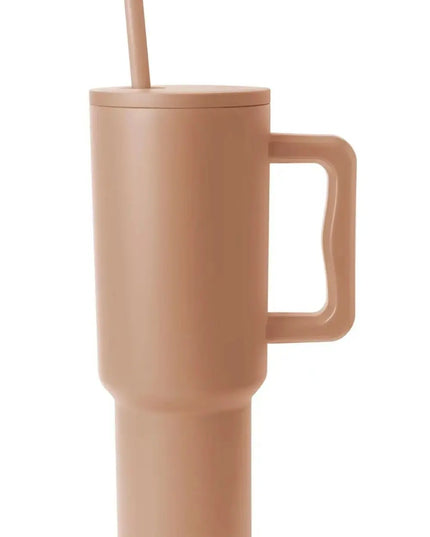 Monochromatic Stainless Steel Tumbler with Matching Straw Camel One Size