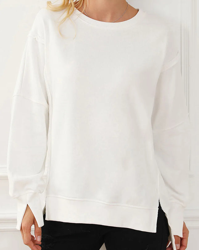 Exposed Seam High-Low Long Sleeve Sweatshirt