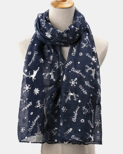 Christmas Element Polyester Scarf Dark Navy One Size