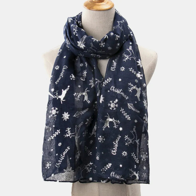 Christmas Element Polyester Scarf Dark Navy One Size