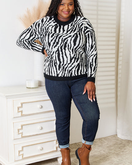 Heimish Full Size Zebra Print Sweater