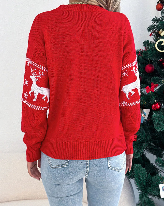 Christmas Reindeer Round Neck Sweater