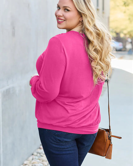 Basic Bae Full Size V-Neck Lantern Sleeve Top