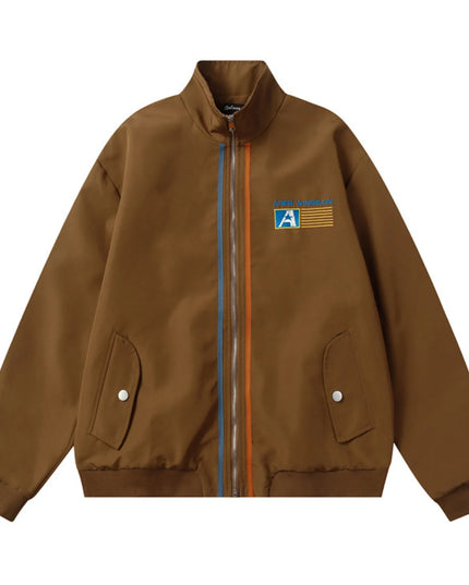 Men's Striped Long Sleeve Jacket Brown