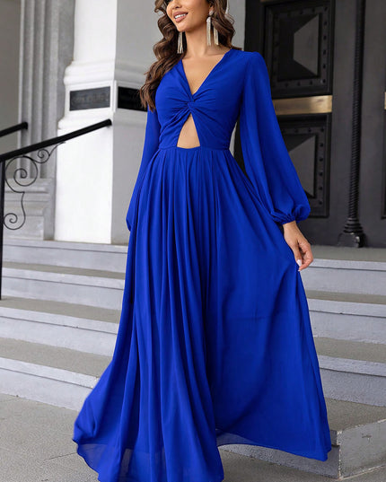 Twist Front Cutout Long Sleeve Dress 