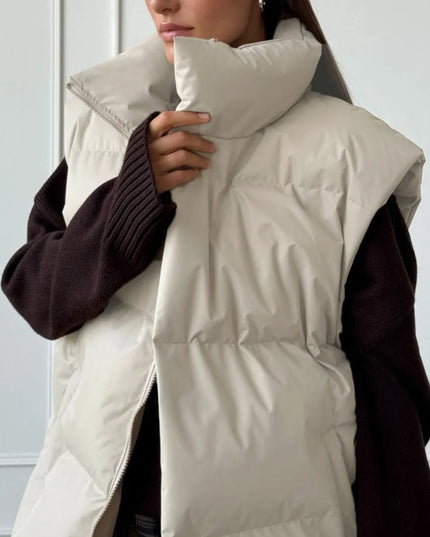 Zip Up Turtleneck Vest Coat