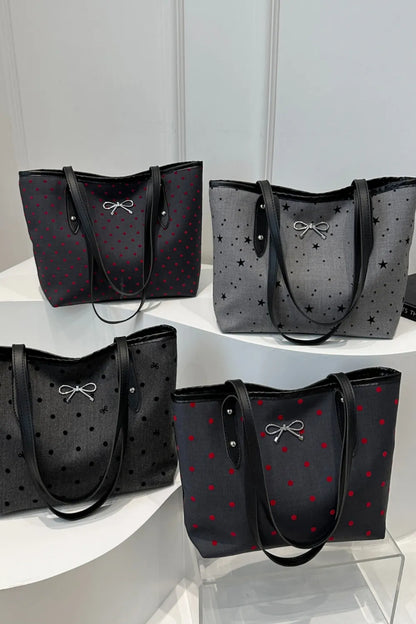 Bow Trim Polyester Tote Bag 