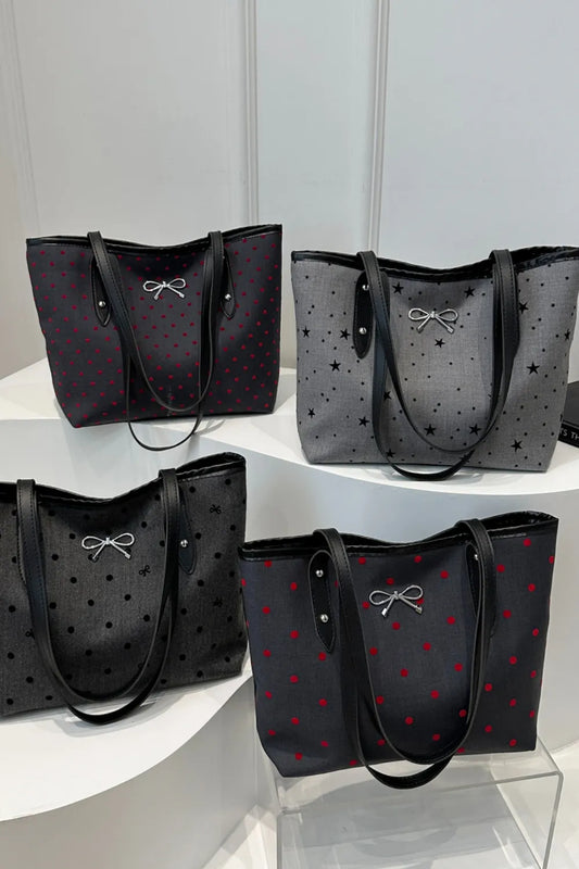 Bow Trim Polyester Tote Bag 