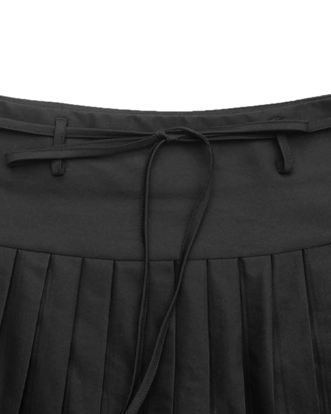 Tied Pleated Mini Skirt