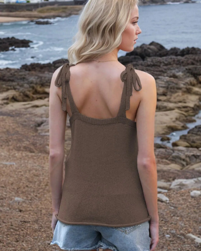 Tie Shoulder V-Neck Sweater Vest