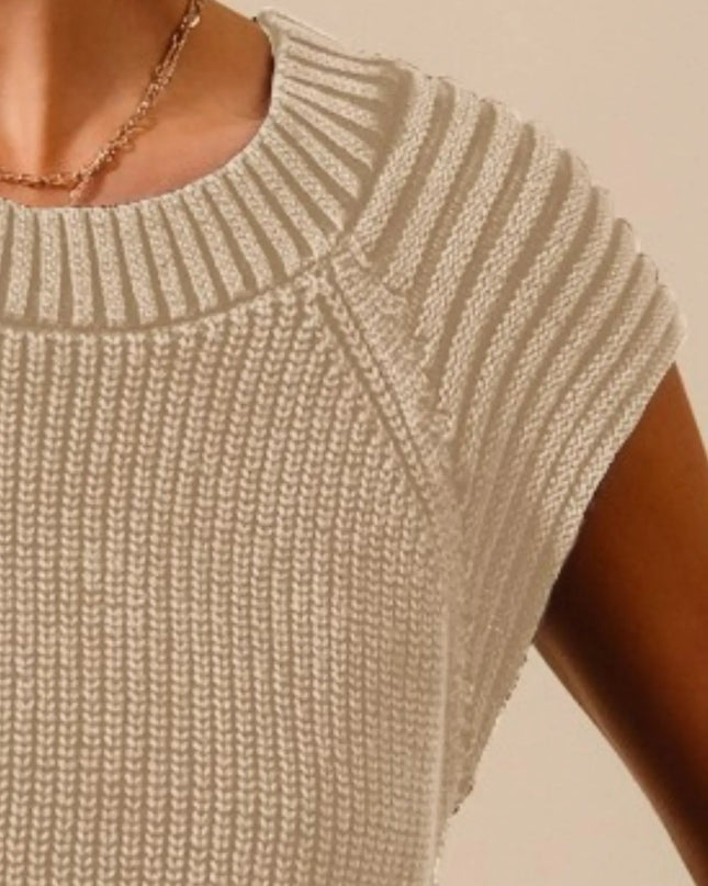SO ME Mineral Washed Raglan Sleeveless Sweater Top