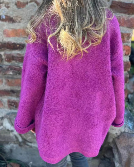 Open Front Long Sleeve Fluffy Jacket