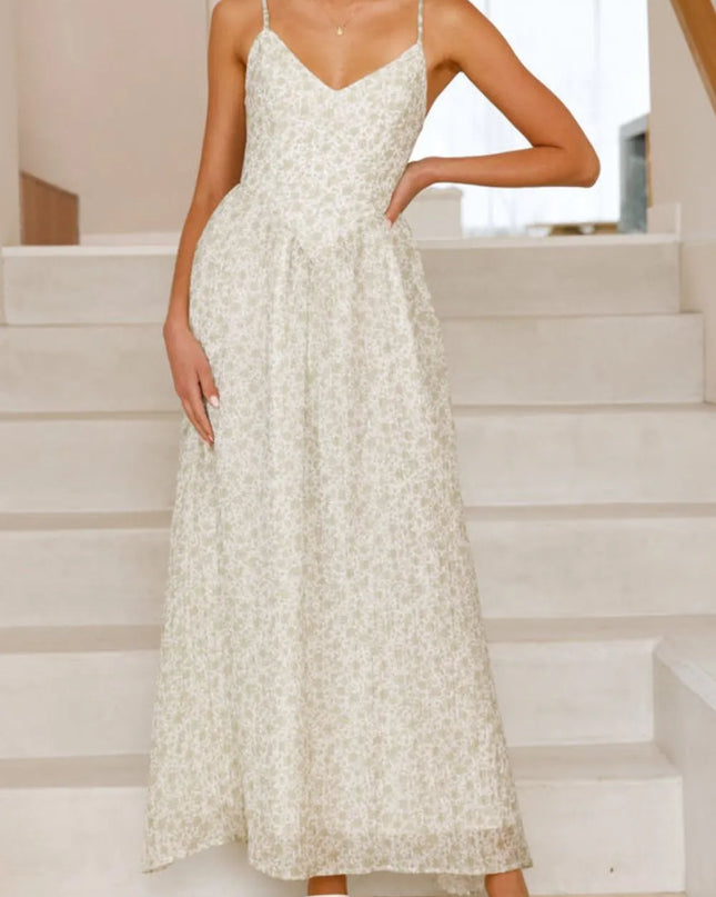 Bow Back Printed V-Neck Cami Dress