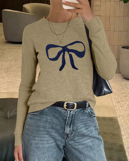 Bow Round Neck Knit Top