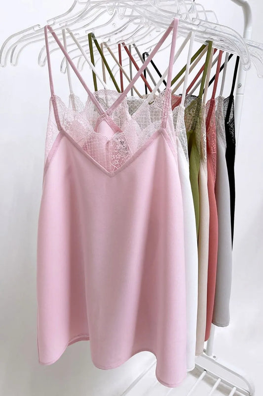 BiBi Lace Cami Solid Tank Top