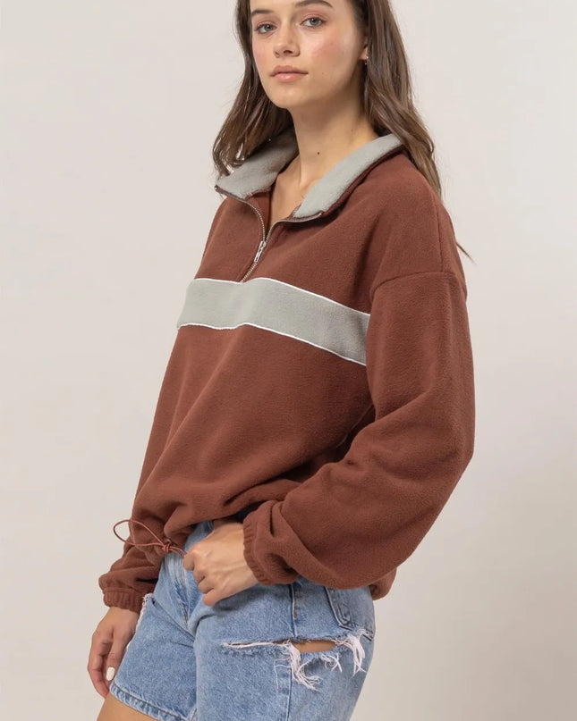HYFVE Fleece Color Block Half Zip Sweatshirt