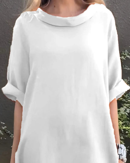 Full Size Casual Loose Fit Round Neck Midi Dress Plus Size