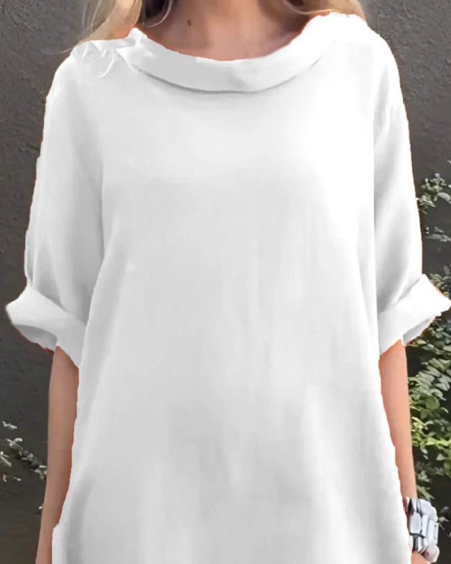 Full Size Casual Loose Fit Round Neck Midi Dress Plus Size