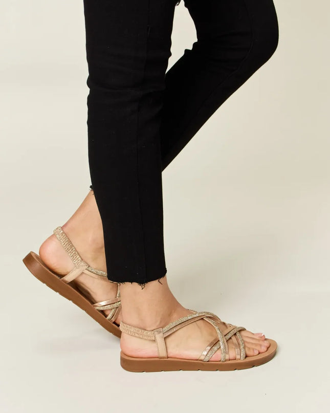 Forever Link Rhinestone Crisscross Flat Sandals
