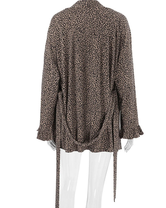 Leopard Cami Cardigan and Shorts 3-Piece Set