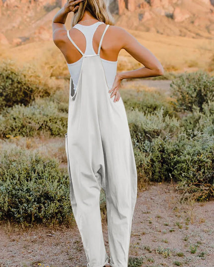 Double Take Full Size V-Neck Sleeveless Jumpsuit with Pockets