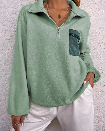 Half Zip Dropped Shoulder Sweatshirt Sage