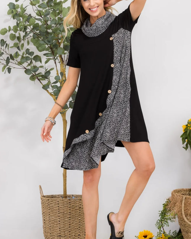 Celeste Full Size Decor Button Short Sleeve Dress with Pockets Plus Size 