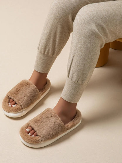 Fluffy Open Toe Comfort Slippers