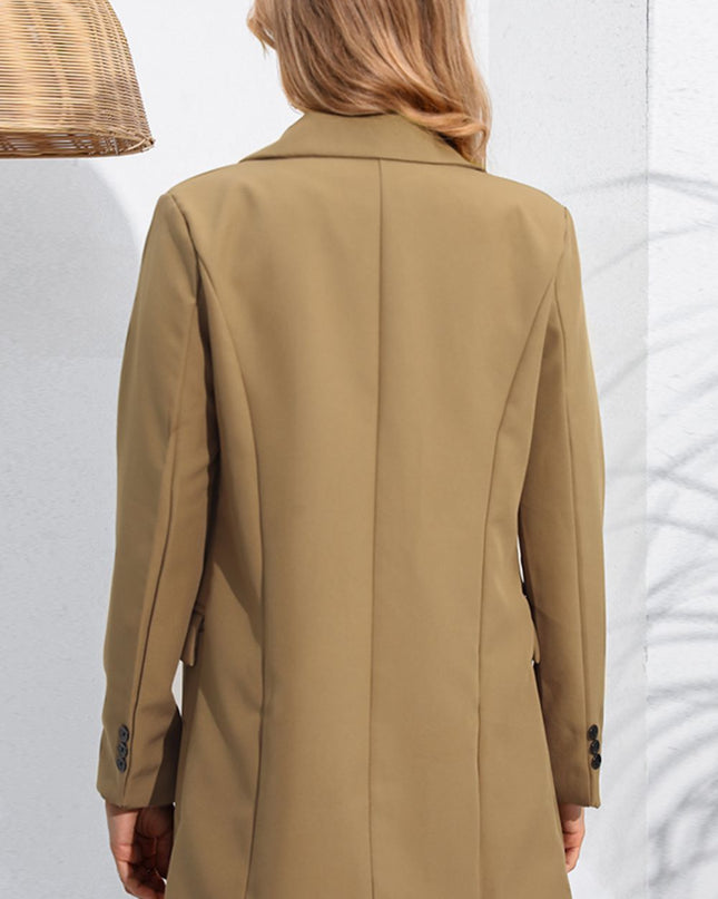 Lapel Neck Long Sleeve Blazer with Pockets