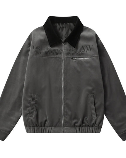 Men's Zip Up Long Sleeve Jacket Grey