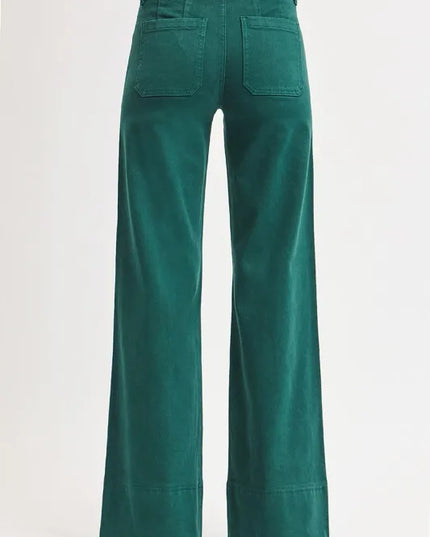 RISEN Full Size Tummy Control Mid Rise Wide Leg Jeans Plus Size