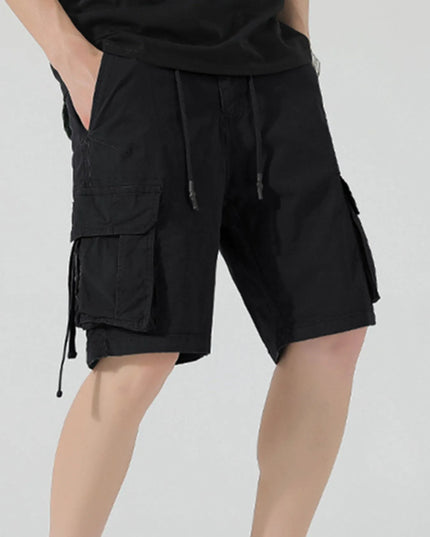 Men's Drawstring Cargo Shorts Black